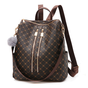 Lady Luxury Office <b>Backpack</b> Casual Travel Pvc <b>Backpack</b> Women Retro Classic Printing Shoulder <b>Backpack</b> - Product Image 5