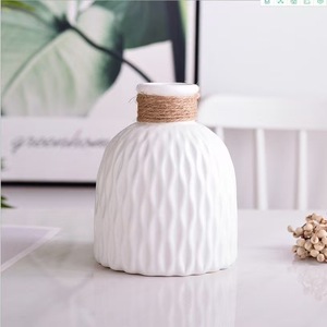 Vases en céramique, bouteilles décoratives en porcelaine blanche vernissée pour arrangement de fleurs séchées sur bureau - Product Image 2