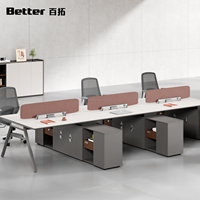 Ensemble de chaises de bureau, poste de travail moderne et simple, bureau pour 4 personnes avec prise de courant intégrée, ergonomique et personnalisable