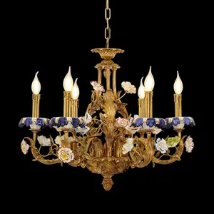 Jewellerytop fransız geleneksel aydınlatma porselen seramik kolye ışık viktorya asılı ışıklar lüks oturma odası avize
