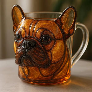 Nouveau produit Verre à boire 3D avec visage de chien <span class=keywords><strong>Corgi</strong></span> Verre à boire 3D avec visage de chien Tasse en verre - Product Image 4
