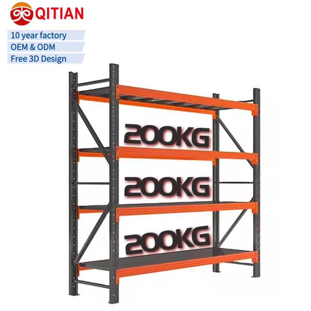 Factory Customized Steel Light Duty Industrial Storage Shelves 4 Layer Warehouse Rack System 200kg Capacity Storage Rack