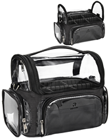 Étui de voyage professionnel pour pinceaux de maquillage en PVC grand format, transparent, étanche, avec poignée souple et fermeture éclair