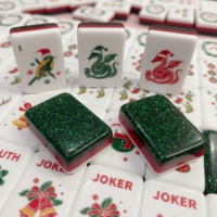 Tuiles de Mahjong de Noël américaines, ensemble de Mahjong de luxe vert, tuiles de Mahjong Nantucket, tuiles de Mahjong de fête pour le divertissement