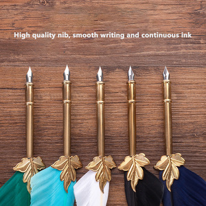 5 Nib Gothic thư pháp nhúng bút cổ màu vàng lá lông bút lông bút Quà Tặng thiết lập với hộp - Product Image 4
