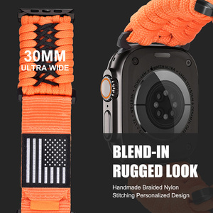 Abd bayrağı güçlü naylon dokuma Trail döngü kayışı için Apple akıllı saat 4 5 6 7 8 10 Iwatch serisi Ultra49mm 40/44 41/45 42/46 boyutları - Product Image 3