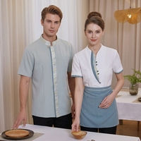 Uniforme de serveur printemps-été à manches courtes pour l'équipe de service d'hôtel et de restaurant, vêtements de travail professionnels pour l'hôtellerie