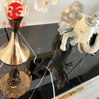 RG01 — table de canapé design de luxe de haute qualité, en acier inoxydable, argent, marbre gris clair, chrome, 2022
