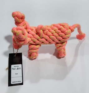 Chien de jute en coton le plus vendu jouant aux balles jaune bleu interactif écologique durable haltères indiens jouet à mâcher pour animaux de compagnie - Product Image 5