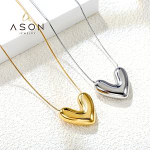 Collier tendance en acier inoxydable, bijoux délicats, collier épais avec pendentif, plaqué or 18 carats PVD, charmes lisses, collier en forme de cœur pour femmes - Product Image 1