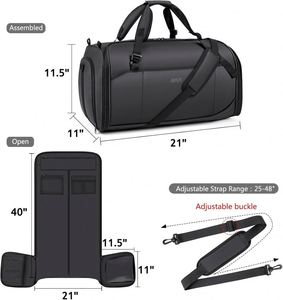 Échantillon gratuit Sac de voyage convertible pour vêtements, sac polochon à main pour hommes et femmes sac de voyage d'affaires avec valise suspendue - Product Image 4