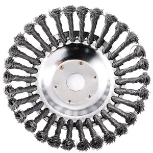 Cabezal de desbrozadora industrial giratorio de 4 tiempos con cepillo de acero, rueda de alambre de acero trenzado de 6/8 pulgadas, accesorio de desbrozadora a gasolina de acero inoxidable - Product Image 1