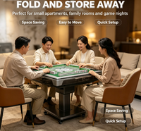 Table de Mahjong Électrique Pliante Portable avec Tuiles de Mahjong Complètes, Cadre Métallique Durable pour 4 Joueurs