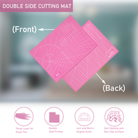Tapis de découpe auto-cicatrisant professionnel A4 rose avec grille de mesure transparente pour l'école, le bureau, le dessin artistique et les travaux manuels