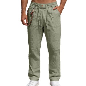 Pantalon décontracté pour homme en mélange de lin, coupe droite, respirant, idéal pour l'été - Product Image 5