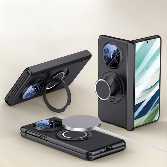 Luxury Magnetic Frosting Matte PC Back Cover Phone Case Rotatable Kickstand Holder for for Mate X7/X5 Tempered Glass Film
