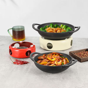 กระทะย่างทรงกลมทำจากเหล็กหล่อสองด้ามเครื่องครัวเครื่องครัวทนทานแบบพกพาเรียบง่าย - Product Image 4