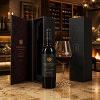 Boîte d'emballage magnétique personnalisée pour vin, style livre, en papier spécial avec estampage à chaud doré et finition UV brillante, vente en gros