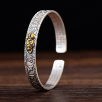 Bracelet en alliage de zinc tendance style Feng Shui traditionnel chinois, best-seller, avec Mantra à six mots, Pixiu et Sutra du Cœur, idéal comme cadeau