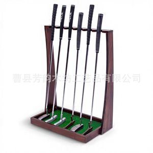 Support de rangement intérieur pour clubs de golf en bois massif avec base verte pour clubs et balles de golf - Product Image 5