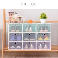 Grande boîte à chaussures transparente épaissie anti-poussière et étanche à l'humidité pour ranger les chaussures avec armoire à chaussures de style tiroir à rabat