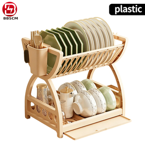 <b>Dish</b> Drainer <b>Dish</b> Drying <b>Rack</b> Kitchen Storage Double Layer Shelf Knife Fork Container Holder Cutting Board Stand Standing Type - Product Image 4