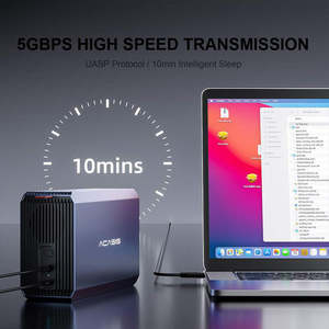 Boîtier de <span class=keywords><strong>disque</strong></span> <span class=keywords><strong>dur</strong></span> externe double baie en aluminium 2,5/3,5 pouces SATA III USB 3.2 Gen1 5 Gbps 60 To avec alimentation 12 V - Product Image 5