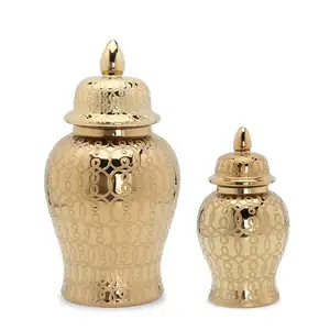 Wholesale Custom Gold Home Decorative Large Ceramic Ginger Jar Vase Tea Pot Porcelain