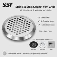 Grille de ventilation ronde en acier inoxydable pour armoire, couvercle de ventilation anti-humidité en maille pour armoire à chaussures, placard, meuble