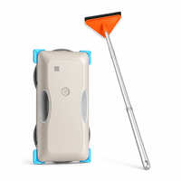Robot de nettoyage de vitres mince 295x145x72mm pôle télescopique Kit de tête de raclette triangulaire coin de bord pour fenêtres irrégulières ménage