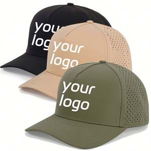 Casquette sportive à 5 panneaux personnalisée avec logo brodé perforé au laser, imperméable, avec trous découpés au laser - Product Image 1