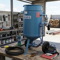 KAITECH Mini souffleur de sablage certifié CE 200L, machine de ponçage manuelle portable, facile à utiliser, capacité de stockage de sable de 200 kg, 0,2 m, 0,8 MPa