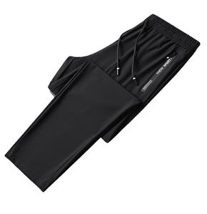 <b>Men's</b> Summer Ice Silk Pants Casual <b>Work</b> & Sports <b>Trousers</b> With Drawstring Quick-Drying & Loose Style Models - Product Image 1