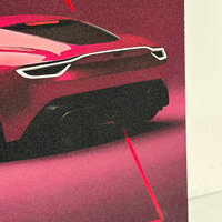 Décoration Murale Moderne : Peinture d'Objet Automobile de Luxe, Supercar Rouge, Lignes Géométriques, Art Mural avec Lumière LED Personnalisable