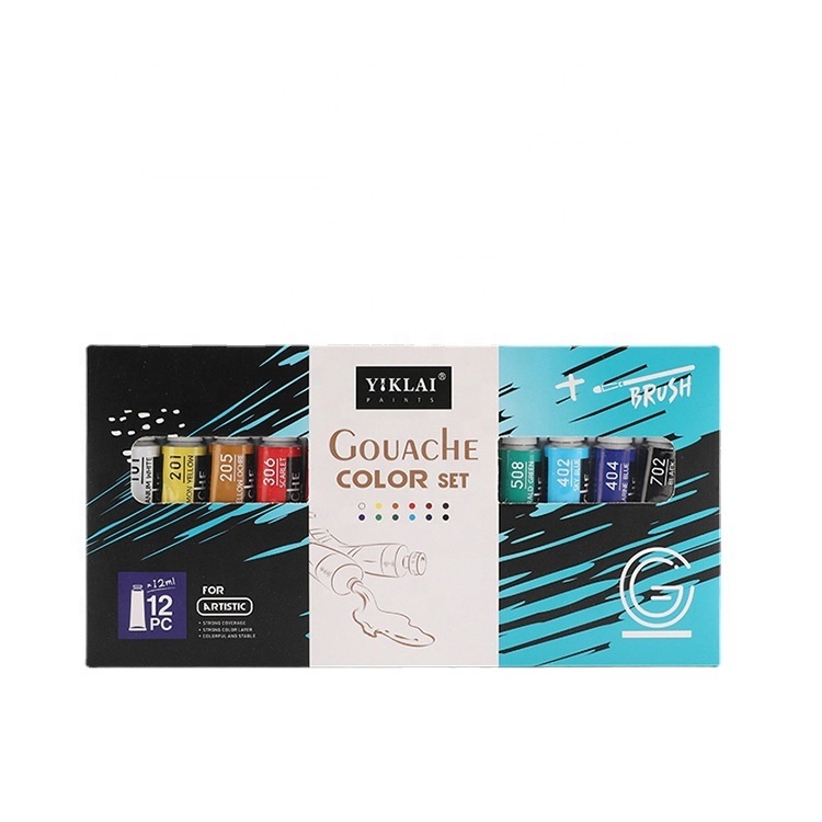 Портативная горячая Распродажа 12 видов цветов 12 мл пигмента краски гуашь с алюминиевой трубки для художественной росписи
