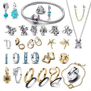 Pendientes de Aro Finos de Plata 925 con Cuentas Dispersas y Estrella de Mar de Circonita, Diseño de Dibujos Animados para Mujer - Product Image 2