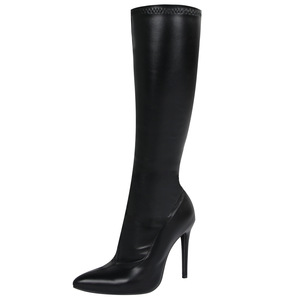 <span class=keywords><strong>Bottes</strong></span> mi-mollet en cuir pour femmes, bout pointu, fermeture éclair latérale, <span class=keywords><strong>bottes</strong></span> en daim au-dessus du genou avec talon et fermeture éclair latérale - Product Image 6