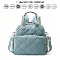 Sac à dos à langer matelassé personnalisé avec logo, grande capacité, imperméable, sac de maternité multifonctionnel, sac à dos de soins pour bébé OEM ODM