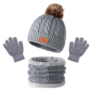 Venta al por Mayor de Conjuntos de <span class=keywords><strong>Gorro</strong></span>, Bufanda y Guantes para Niños, Tres Piezas, Otoño e <span class=keywords><strong>Invierno</strong></span>, Cálidos, Gruesos, de Lana Tejida con una Sola Bola - Product Image 3
