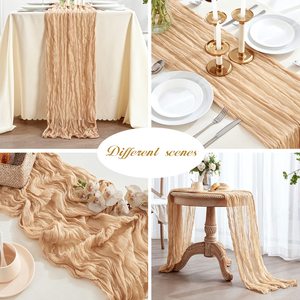 Beige Cheesecloth <strong>Table</strong> <strong>Runners</strong> Gauze <strong>Table</strong> <strong>Runners</strong> Boho <strong>Table</strong> <strong>Runners</strong> for Bridal Shower Wedding Birthday Party Decorations - Product Image 6