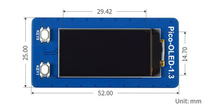 Waveshare 1,3 inch OLED-displaymodule voor Raspberry Pi Pico, 64x128 pixels, ingebouwde SH1107-driver, SPI/I2C-interface - Product Image 5