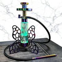 Chicha en forme de papillon avec dégradé arc-en-ciel - Design ajouré pour salon urbain Ensemble de chicha