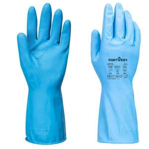 PORTWEST - AP76BLUL FD Chemical B <b>Latex</b> Light Gauntlet, <b>Blue</b> (12 pcs.) - EAN 5036146018406 <b>GLOVES</b> - Product Image 1