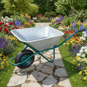 <span class=keywords><strong>Brouette</strong></span> robuste 75L avec plateau métallique pré-galvanisé, roue pneumatique 14"x4.00-8 et jante métallique pour la construction et le jardinage - Product Image 3