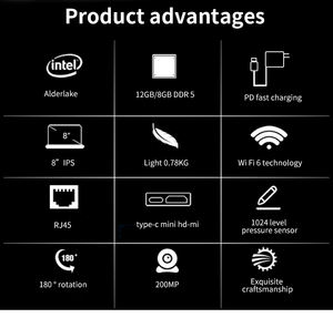 Nueva Llegada de Computadoras Portátiles Baratas en Venta, Computadora Portátil de Bolsillo de 8 Pulgadas para Juegos y Oficina - Product Image 2