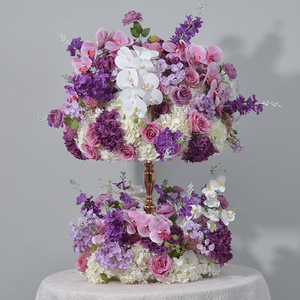 Handmade Pink and White Rose <b>Artificial</b> <b>Flower</b> Ball Wreath <b>Flower</b> Loop for Wedding Decoration <b>Flower</b> Ball Table Centerpieces - Product Image 3