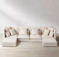 Ensemble de meubles modernes de luxe de style américain pour salon, canapé modulaire en tissu tissé en forme de U, canapés Sigma personnalisés