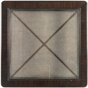 Table basse de salon moderne de luxe en bois foncé avec étagère en osier tressé, structure en bouleau, plateau en verre, durable, pour appartement - Product Image 3