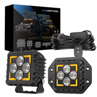 Projecteurs LED 4x4 de 3 pouces, 18W, 1296LM, 150m, Spot Amber DRL, Feux de Conduite, Étanche IP68 pour Jeep Wrangler Bronco