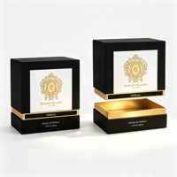 Caja Rígida de Lujo Personalizada para Perfume y Fragancias, con Diseño de Hombro y Cuello, en Papel Negro y Dorado, para Marcas de Belleza Premium